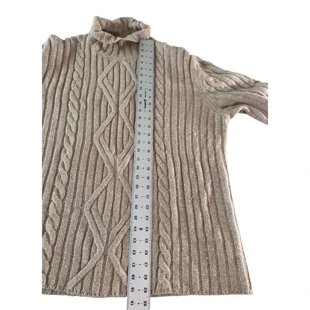 Banana Republic Beige Italian Wool Blend Turtleneck Cable Fisherman Sz XL